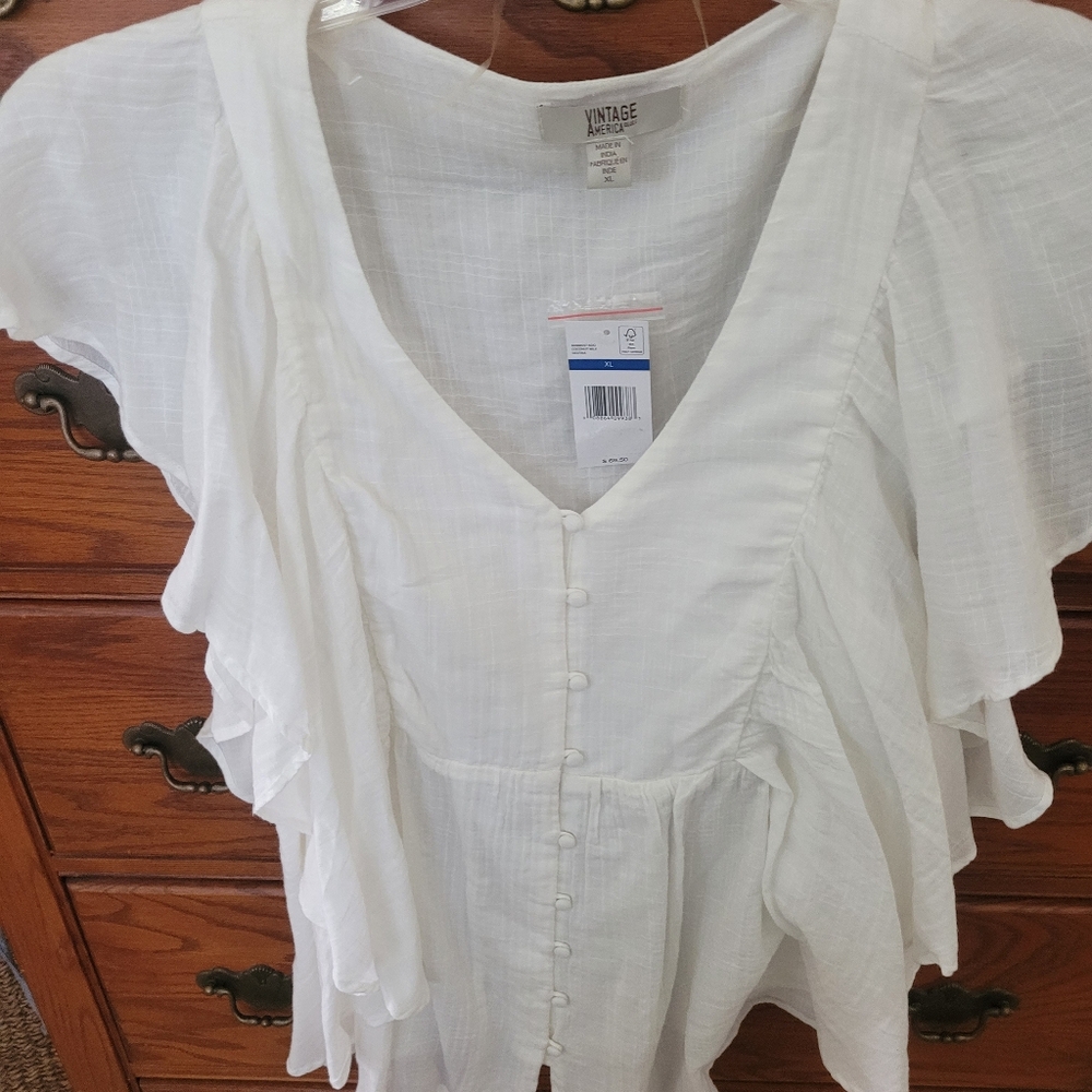 Off White Button-Up Blouse